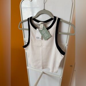 H&M white&black crop tank top